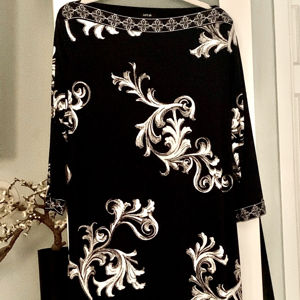 APT 9 Navy And White Boatneck Tunic Dress XL